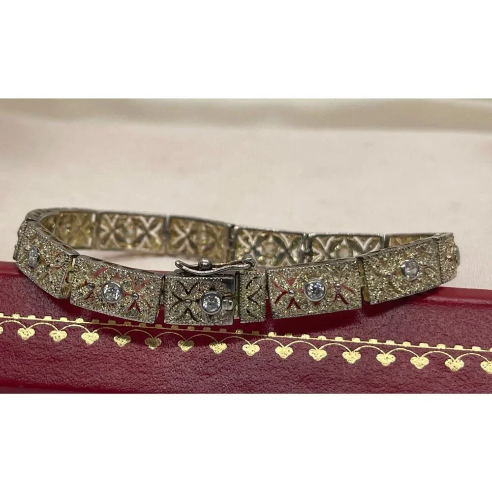 Giuliano Fratti Milan Signed Vintage Sterling Silver Bracelet 925 Signed 17g 7”